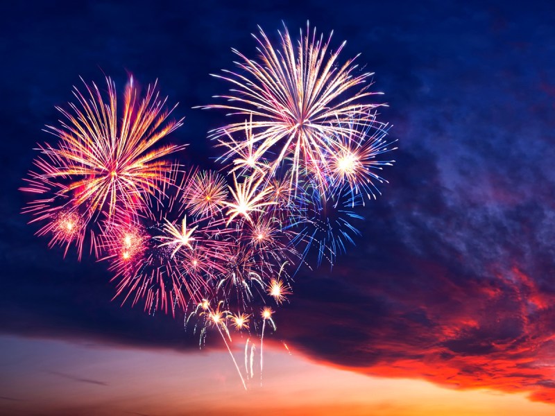 A firework display bursting in the air