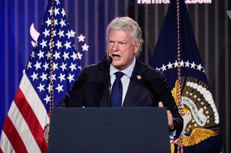Rep. Mike Collins, R-Ga., speaks to the Faith & Freedom Coalition, a gathering of conservative Christian activists and leaders, Friday, June 26, 2026, in Washington.