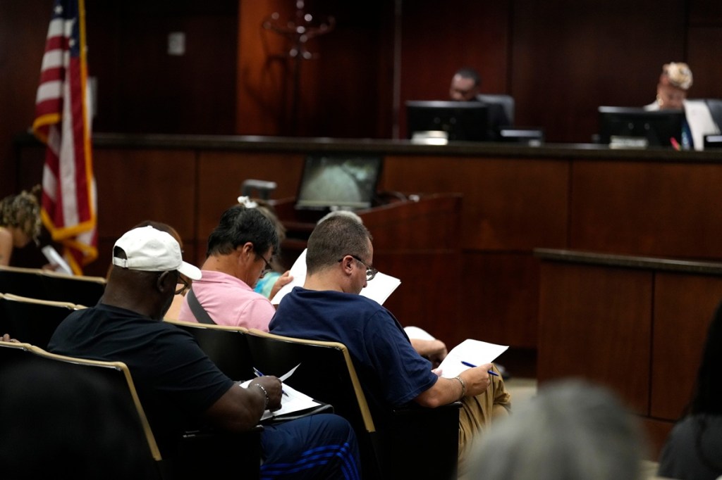 Attendees at a meeting about the data center moratorium in Augusta