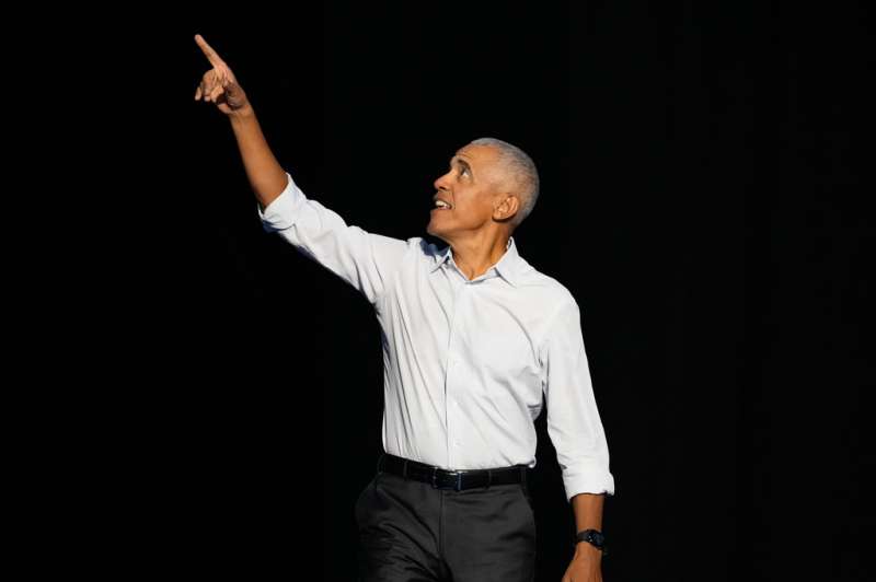 Former President Barack Obama at a rally for Ossoff and Bottoms in Morrow, Georgia.